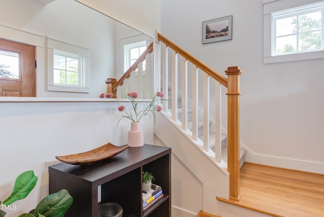 119 W Piedmont Ave, Durham, NC 27707 - stairway with healthy amount of natural light and wood finished floors