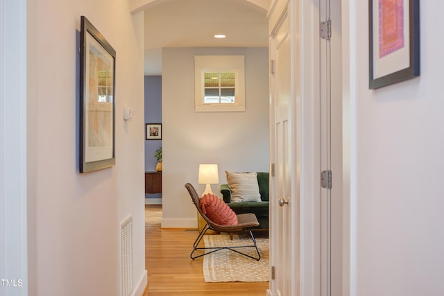 119 W Piedmont Ave, Durham, NC 27707 - hall with arched walkways, light wood-style floors, and recessed lighting