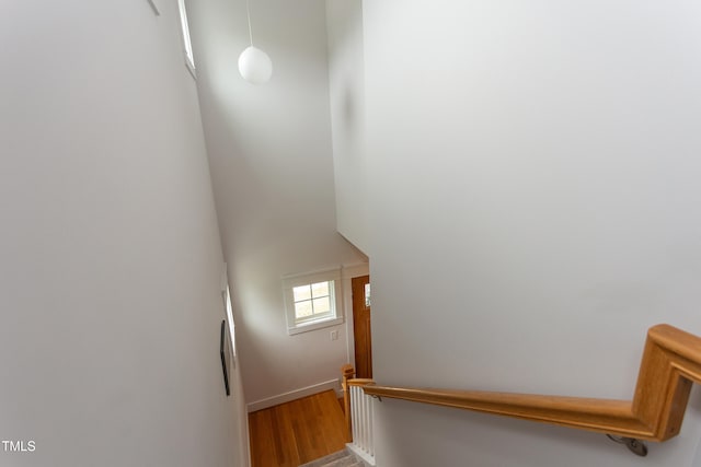 119 W Piedmont Ave, Durham, NC 27707 - staircase with wood finished floors and a towering ceiling
