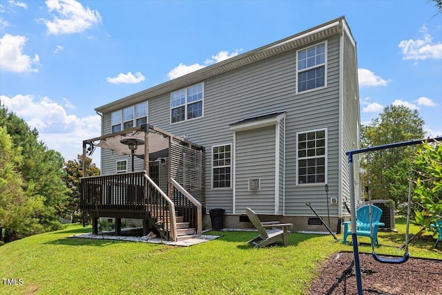 5 Bent Branch Ct, Durham, NC 27704 - back of property featuring a wooden deck and a yard