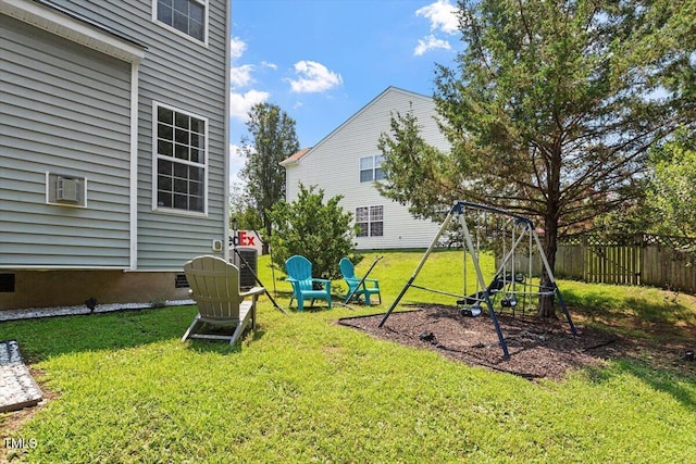 5 Bent Branch Ct, Durham, NC 27704 - view of yard featuring a playground and a wall unit AC