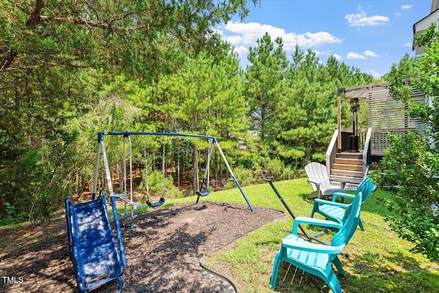 5 Bent Branch Ct, Durham, NC 27704 - view of play area with stairs and a deck