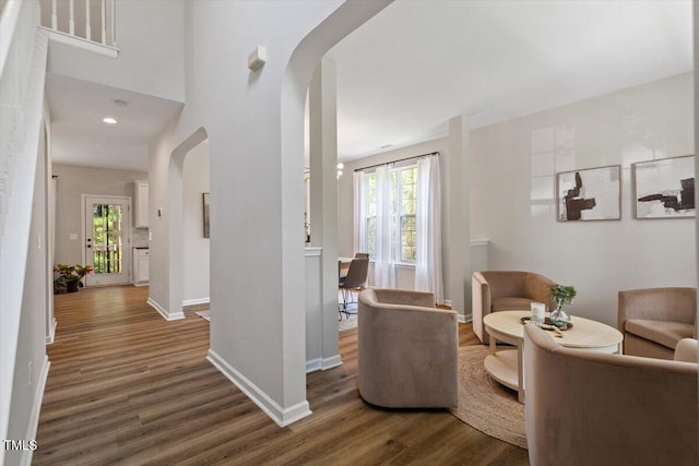 5 Bent Branch Ct, Durham, NC 27704 - hall with arched walkways, wood finished floors, and healthy amount of natural light