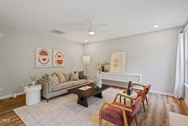 5 Bent Branch Ct, Durham, NC 27704 - living area with ceiling fan, wood finished floors, and recessed lighting