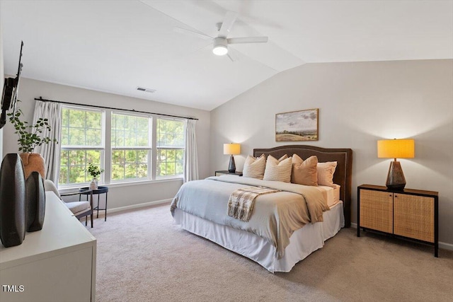 5 Bent Branch Ct, Durham, NC 27704 - bedroom with vaulted ceiling, light carpet, and ceiling fan