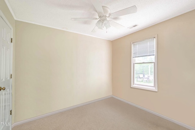 3008 Sgt Pepper Ct, Raleigh, NC 27603 - carpeted spare room with ceiling fan, a textured ceiling, and ornamental molding