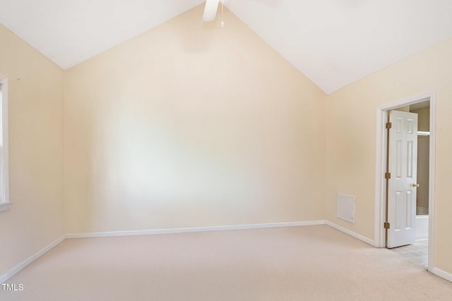 3008 Sgt Pepper Ct, Raleigh, NC 27603 - spare room with vaulted ceiling, light colored carpet, and ceiling fan