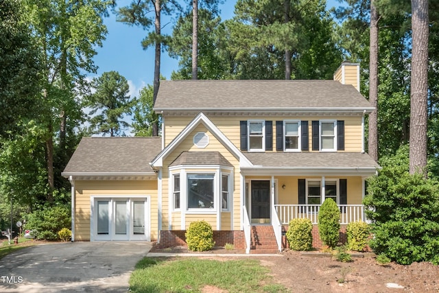 3008 Sgt Pepper Ct, Raleigh, NC 27603 - view of front of property featuring a chimney, covered porch, and roof with shingles