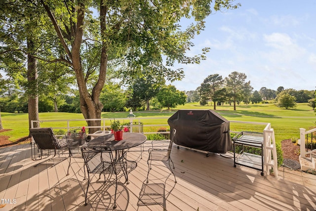 781 Crabtree Crossing Pkwy, Cary, NC 27513 - wooden terrace with a yard, golf course view, and grilling area