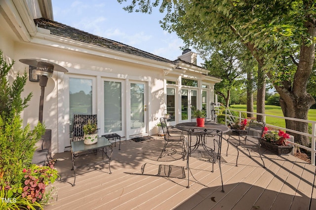 781 Crabtree Crossing Pkwy, Cary, NC 27513 - wooden terrace featuring outdoor dining space
