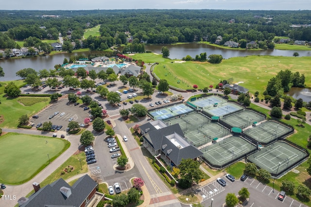 781 Crabtree Crossing Pkwy, Cary, NC 27513 - aerial view of property and surrounding area featuring a large body of water and a golf club