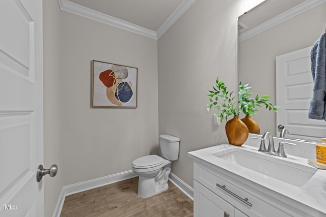1400 Gathering Park Cir Unit 302, Cary, NC 27519 - half bathroom featuring ornamental molding, vanity, and wood finished floors