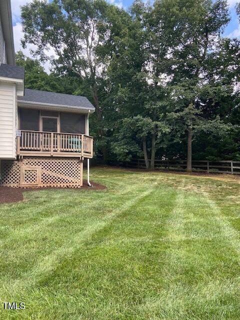 902 Savannah Ct, Hillsborough, NC 27278 - view of grassy yard featuring a wooden deck