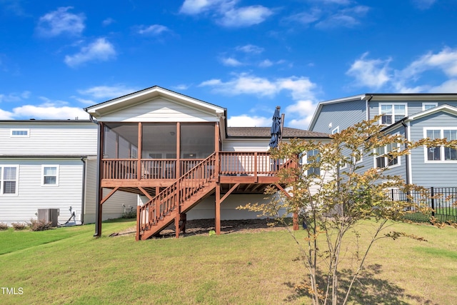 115 Circle City Way, Pittsboro, NC 27312 - back of house with a sunroom, stairs, and a wooden deck