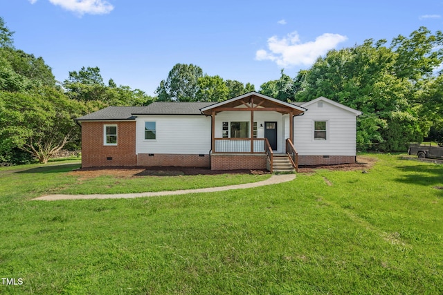 1907 Wilkins St, Burlington, NC 27217 - view of front of home featuring crawl space, a front yard, and a porch