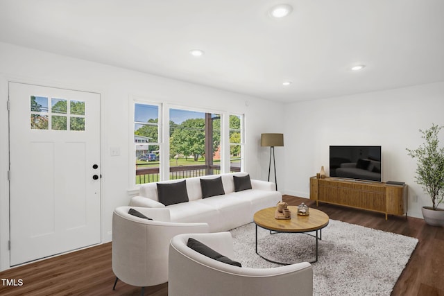 1907 Wilkins St, Burlington, NC 27217 - living area with dark wood-type flooring and recessed lighting