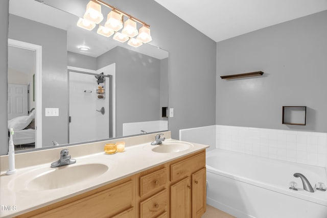 6001 Black Willow Dr, Greensboro, NC 27405 - full bathroom featuring a bath, a stall shower, double vanity, and ensuite bath
