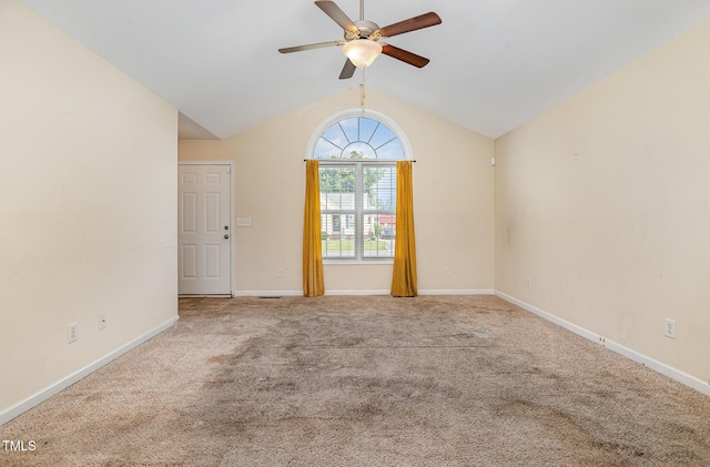 16 Emily Ct, Newton Grove, NC 28366 - unfurnished room with ceiling fan, vaulted ceiling, and carpet