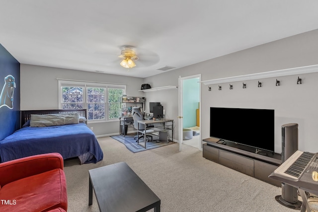 13201 Townfield Dr, Raleigh, NC 27614 - carpeted bedroom featuring a desk and ceiling fan