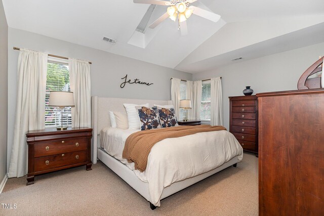 5609 Edgebury Rd, Raleigh, NC 27613 - bedroom featuring lofted ceiling, light carpet, and ceiling fan