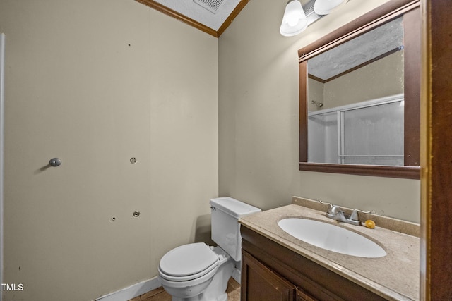 112 Elsie Marie Dr, Youngsville, NC 27596 - bathroom with crown molding, vanity, and a shower