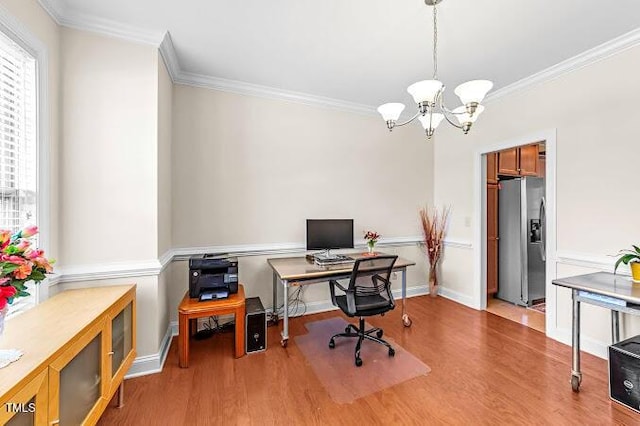 4007 Strendal Dr, Cary, NC 27519 - office space featuring a chandelier, crown molding, and wood finished floors