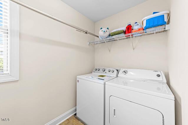 4007 Strendal Dr, Cary, NC 27519 - washroom with independent washer and dryer and baseboards