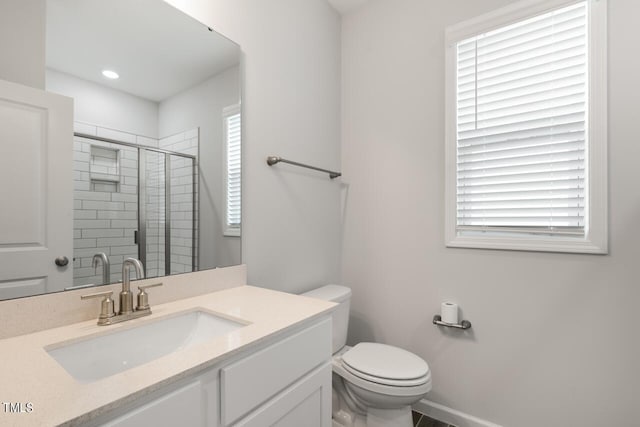 1409 Jasmine View Way, Knightdale, NC 27545 - bathroom with a shower stall, vanity, and recessed lighting