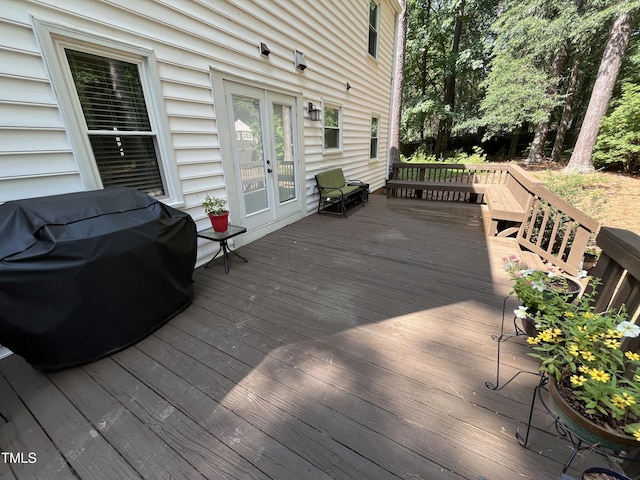 106 Carmel Woods Ct, Wake Forest, NC 27587 - wooden terrace featuring french doors and area for grilling