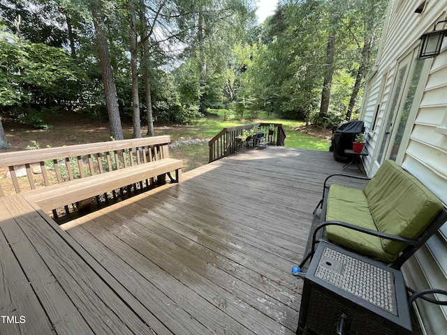 106 Carmel Woods Ct, Wake Forest, NC 27587 - deck with a grill and view of scattered trees