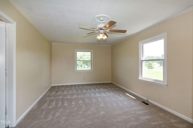 5840 Rocking Chair Dr, Youngsville, NC 27596 - carpeted empty room with crown molding and a ceiling fan