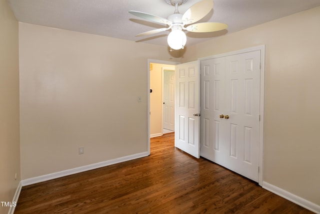 5840 Rocking Chair Dr, Youngsville, NC 27596 - unfurnished bedroom with wood finished floors, a closet, and ceiling fan