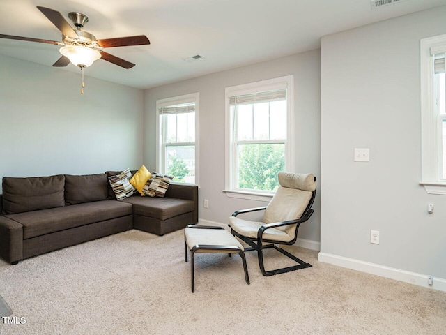 1004 Dogwood Bloom Ln, Knightdale, NC 27545 - living room featuring carpet and a ceiling fan