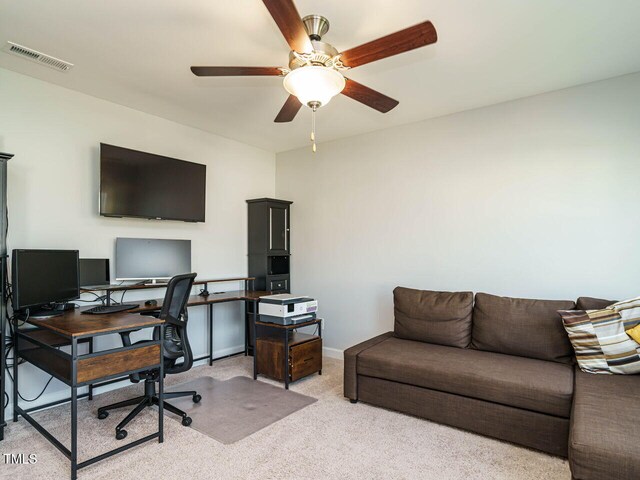 1004 Dogwood Bloom Ln, Knightdale, NC 27545 - office featuring light colored carpet and a ceiling fan