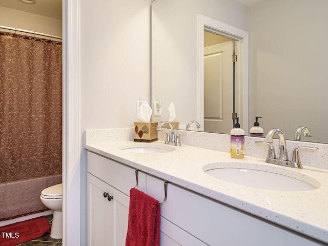 1004 Dogwood Bloom Ln, Knightdale, NC 27545 - bathroom featuring double vanity and shower / bath combination with curtain