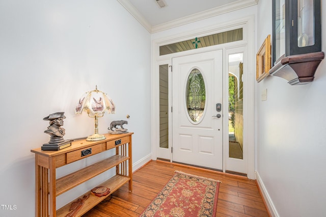 1513 Anterra Dr, Wake Forest, NC 27587 - foyer featuring crown molding and hardwood / wood-style flooring