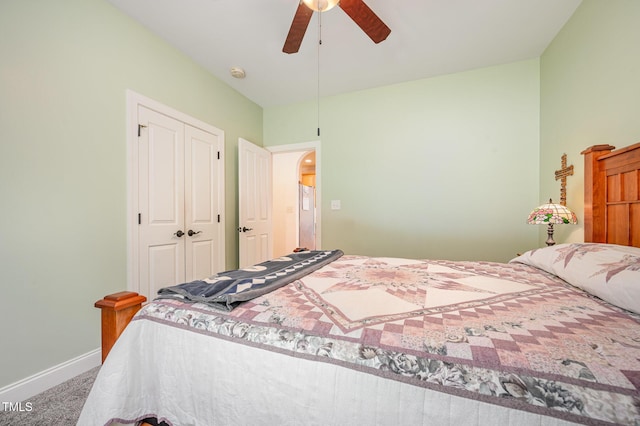 1513 Anterra Dr, Wake Forest, NC 27587 - carpeted bedroom featuring a closet and a ceiling fan