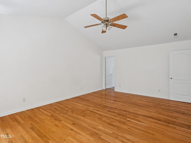 104 Pellinore Ct, Cary, NC 27513 - unfurnished room with ceiling fan, vaulted ceiling, and light wood finished floors