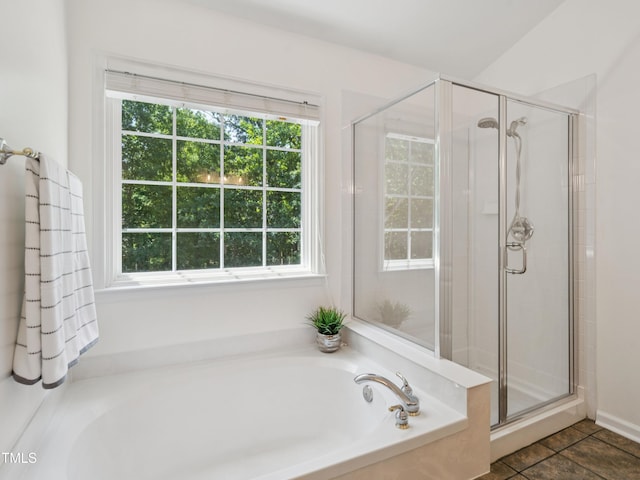 104 Pellinore Ct, Cary, NC 27513 - full bath featuring a shower stall, a bath, and tile patterned flooring