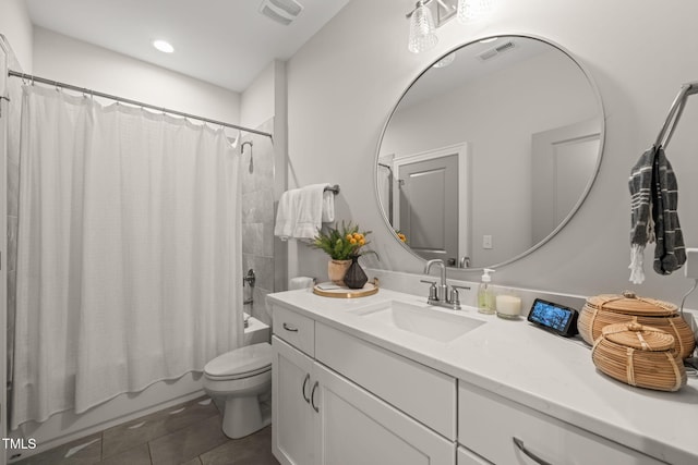 2105 Gardenbrook Dr, Raleigh, NC 27606 - full bath featuring vanity, tile patterned flooring, shower / bathtub combination with curtain, and recessed lighting