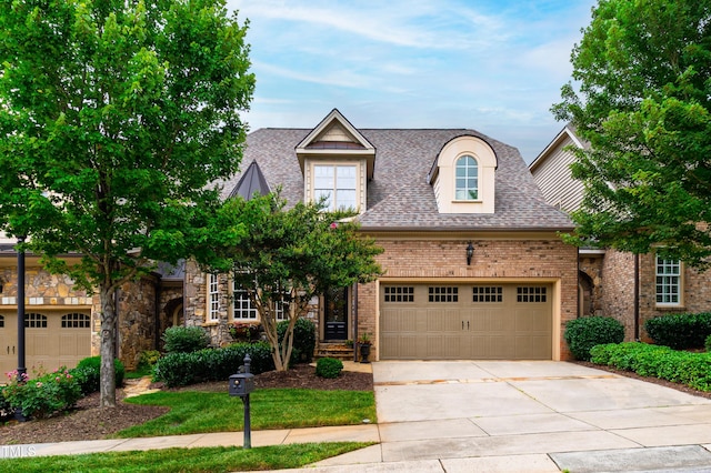 4164 English Garden Way, Raleigh, NC 27612 - view of front of property featuring driveway, brick siding, a shingled roof, and an attached garage