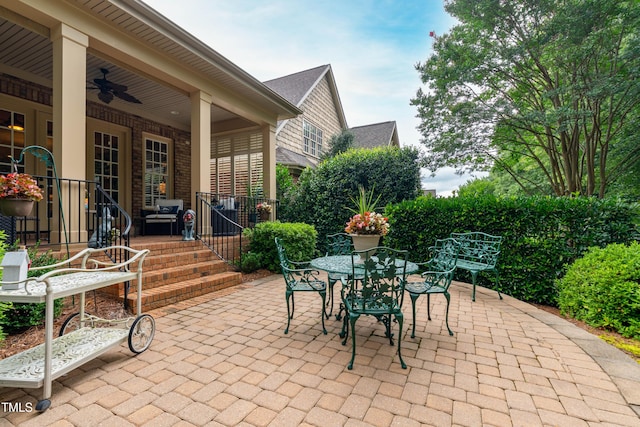 4164 English Garden Way, Raleigh, NC 27612 - view of patio / terrace featuring ceiling fan and outdoor dining area