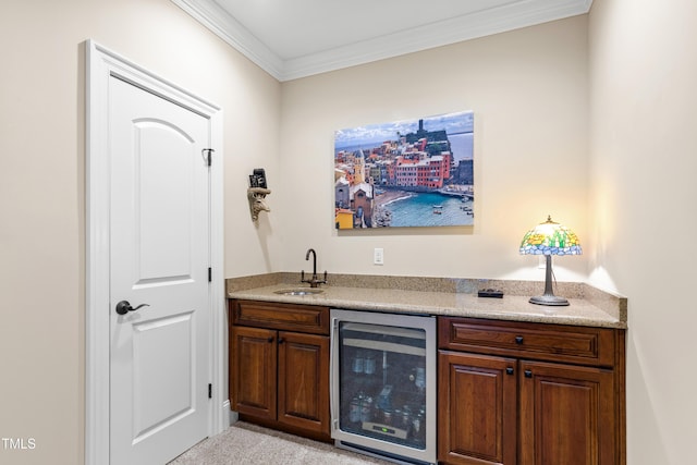 4164 English Garden Way, Raleigh, NC 27612 - indoor wet bar with beverage cooler and ornamental molding