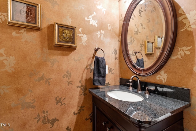 4164 English Garden Way, Raleigh, NC 27612 - bathroom with wallpapered walls and vanity
