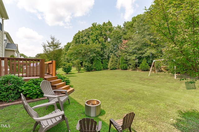 2508 Hidden Meadow Dr, Fuquay Varina, NC 27526 - view of grassy yard featuring a deck