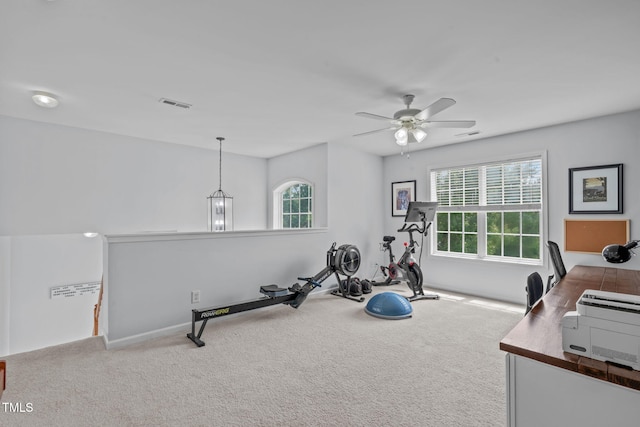 2508 Hidden Meadow Dr, Fuquay Varina, NC 27526 - workout area with carpet flooring and ceiling fan