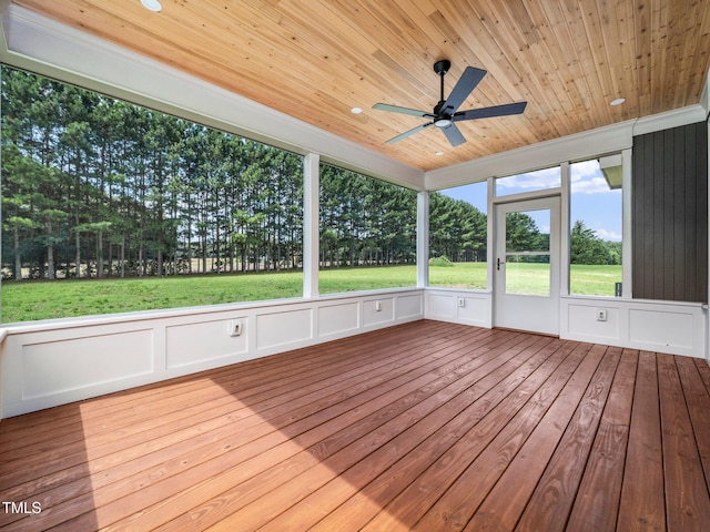 10 Hermitage, Franklinton, NC 27525 - unfurnished sunroom featuring ceiling fan and view of scattered trees