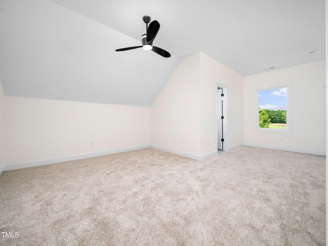 10 Hermitage, Franklinton, NC 27525 - additional living space featuring vaulted ceiling, light carpet, and a ceiling fan