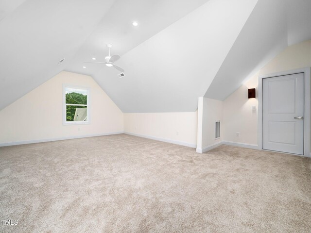 10 Hermitage, Franklinton, NC 27525 - bonus room featuring lofted ceiling, carpet, ceiling fan, and recessed lighting