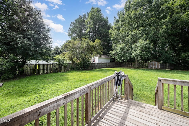 104 Fairfield Dr, Goldsboro, NC 27530 - deck featuring a fenced backyard and a shed